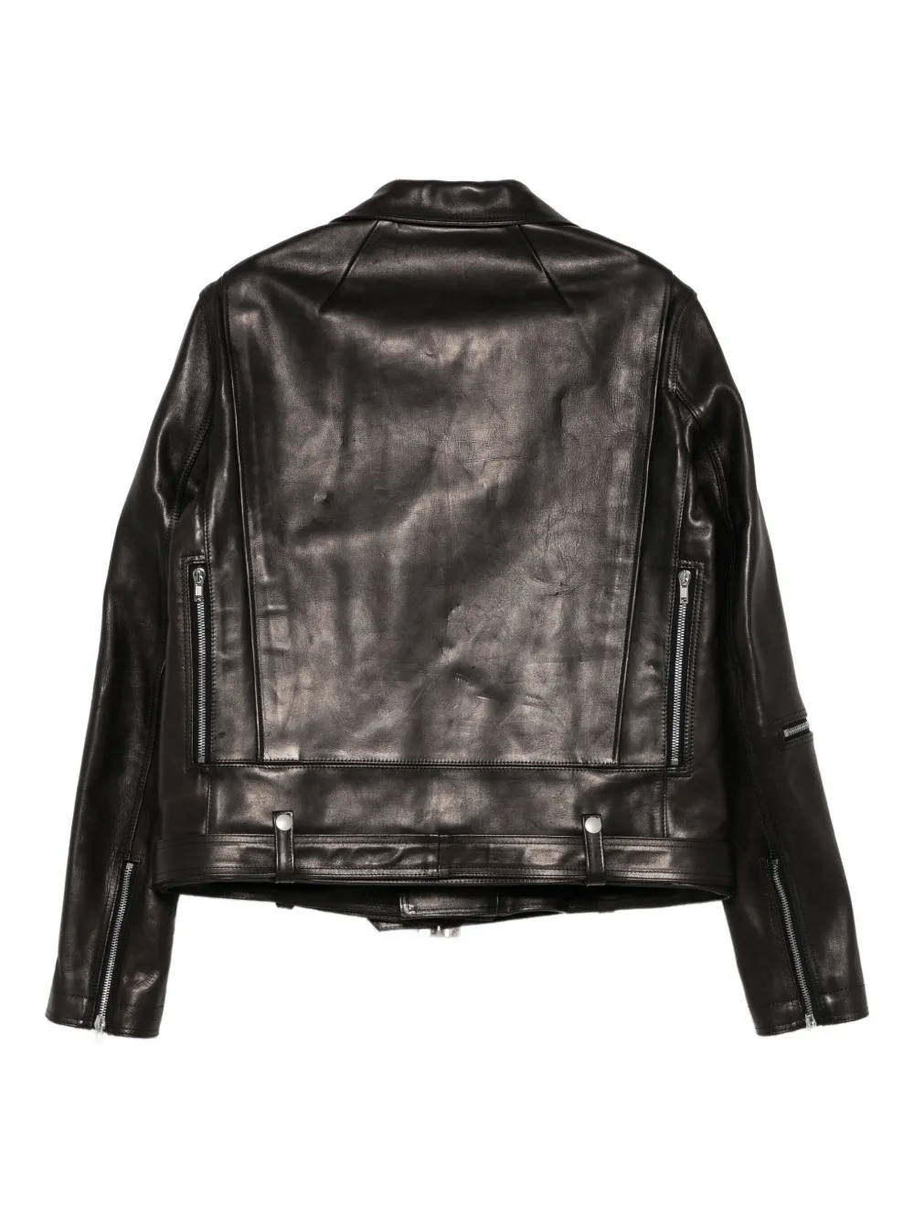 Rick Owens belted zip-fastening leather jacket Zwart