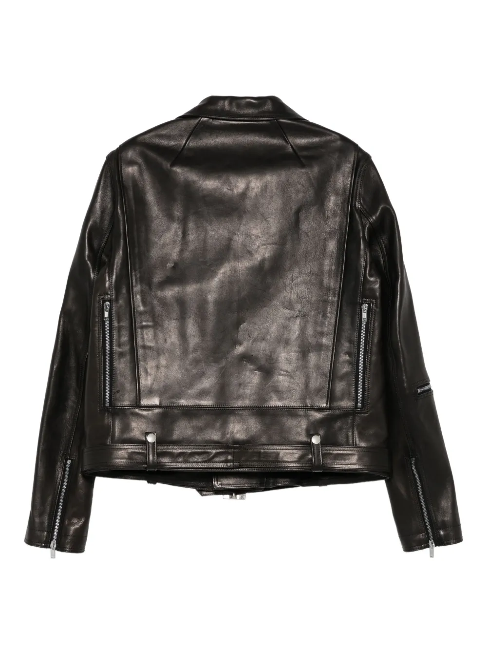 Rick Owens Leren jack met ceintuur en rits Zwart