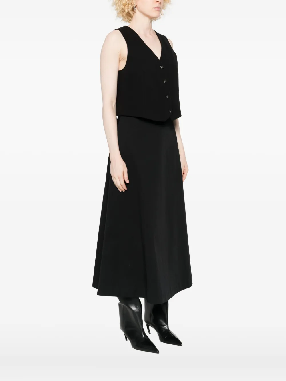 Circolo 1901 Black Sleeveless Knit Vest With V-neckline In Black