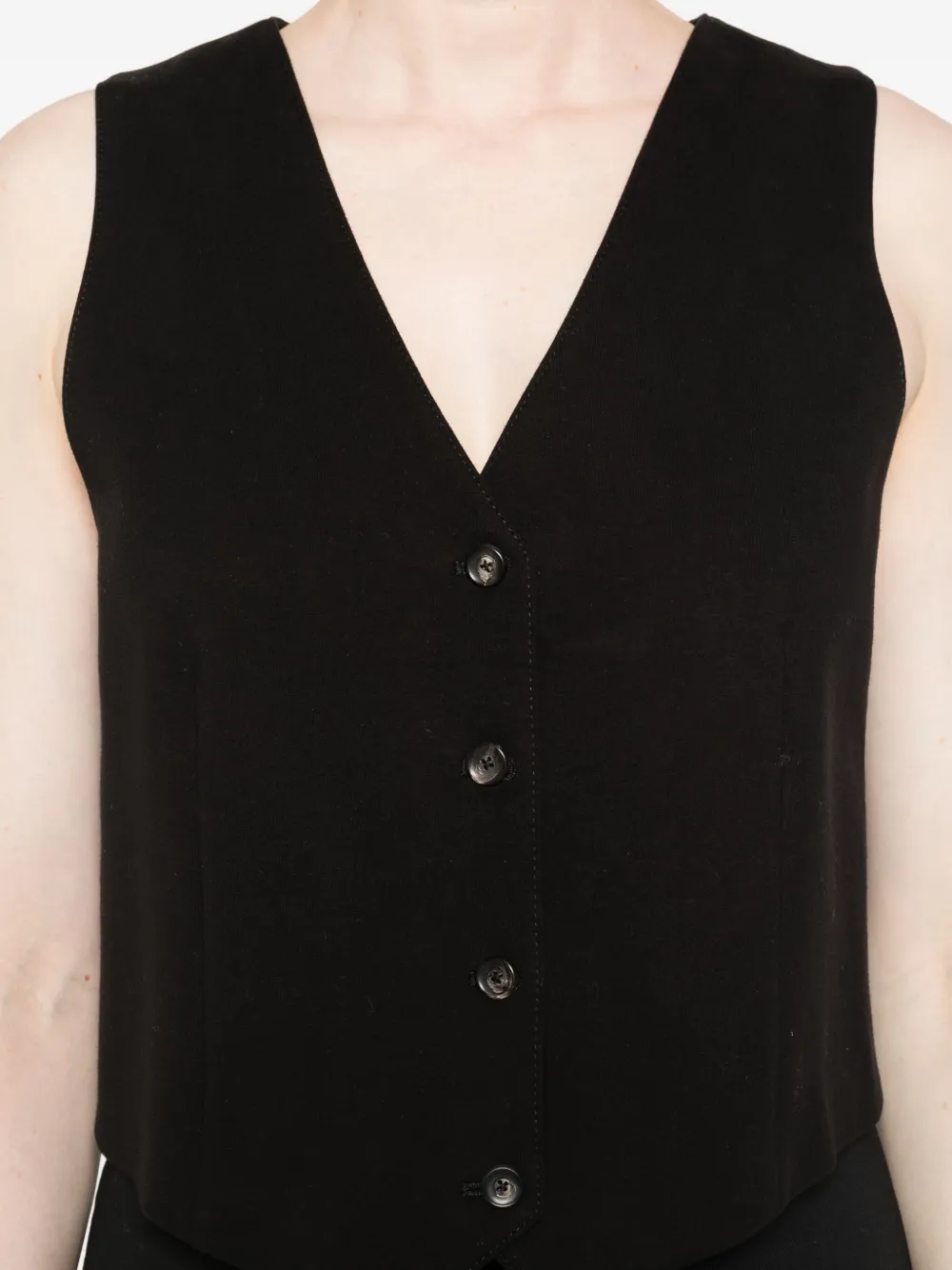 Circolo 1901 Black Sleeveless Knit Vest With V-neckline In Black