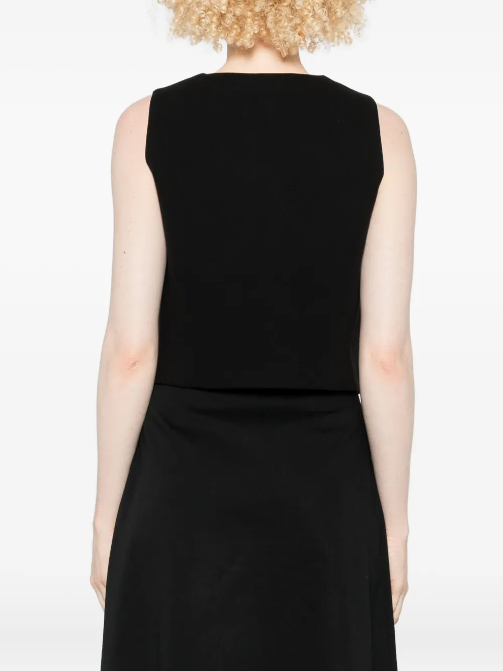 Circolo 1901 Black Sleeveless Knit Vest With V-neckline In Black