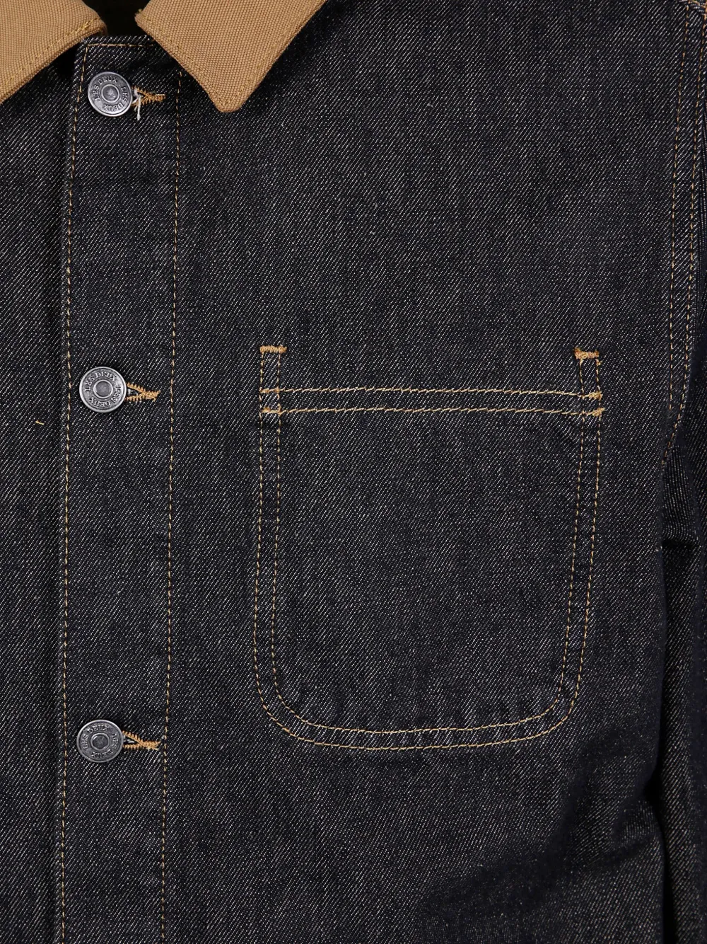 Les Deux Contrast-collar Denim Shirt Jacket In Black