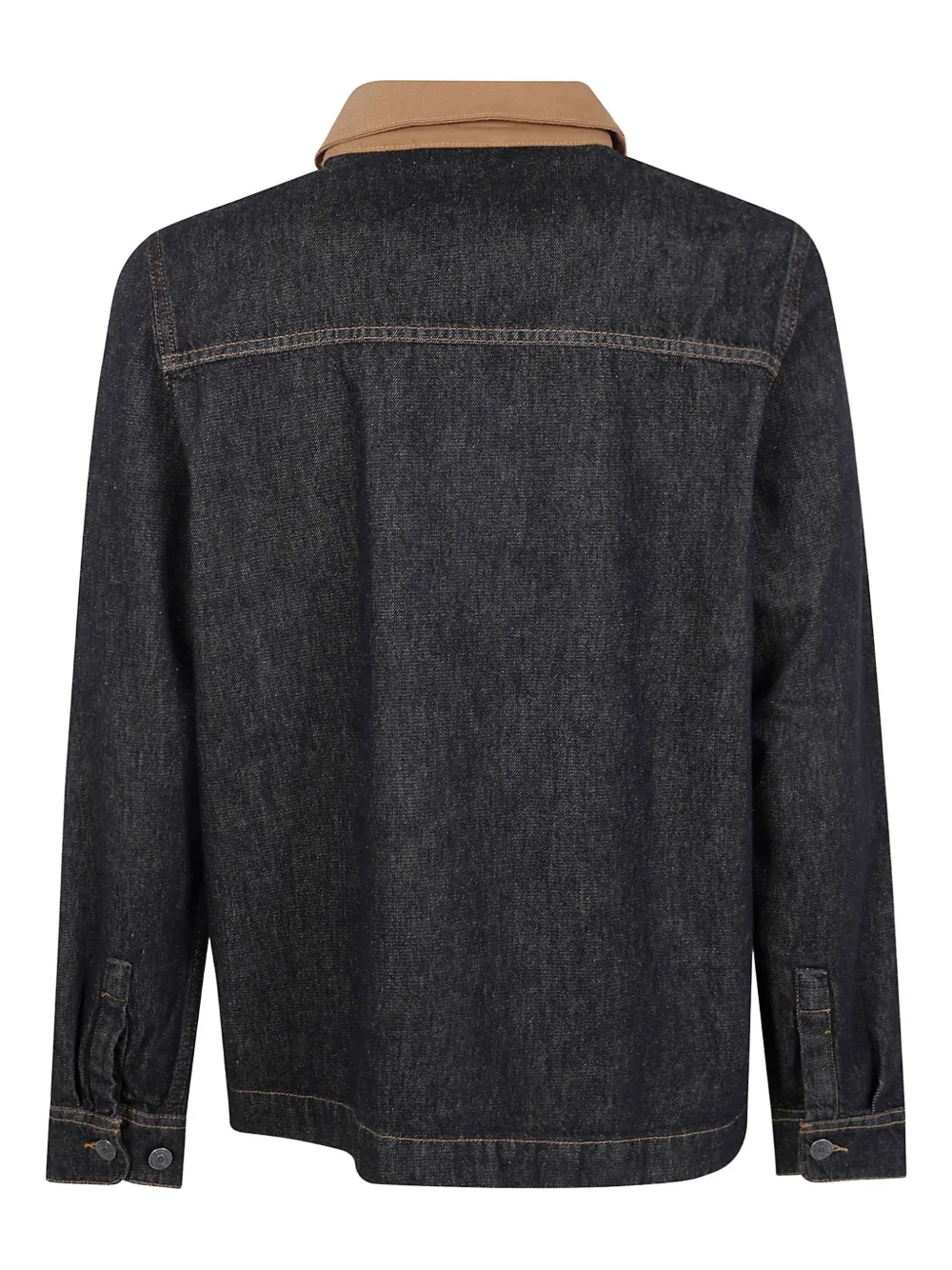 Les Deux Contrast-collar Denim Shirt Jacket In Black