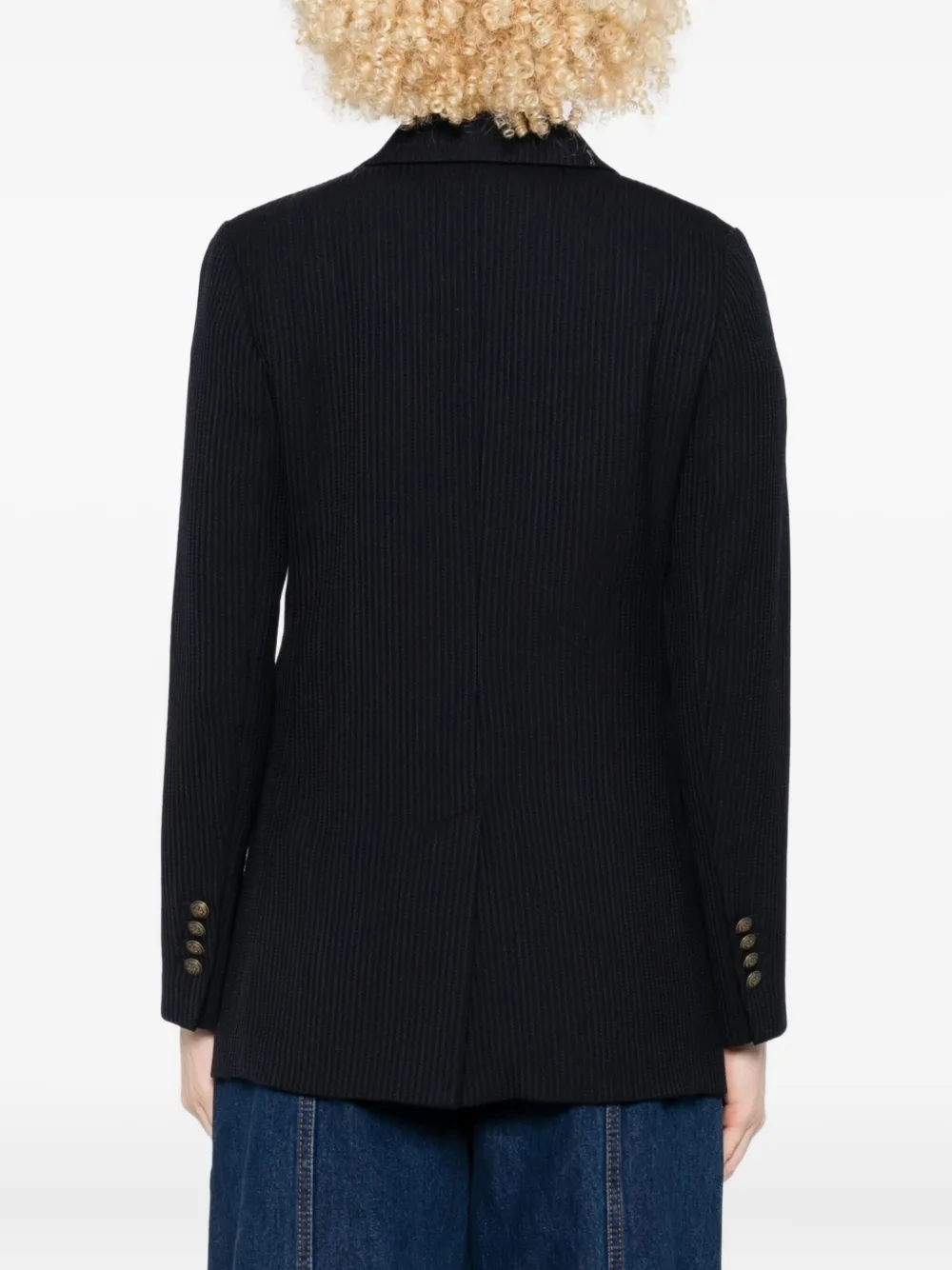 Circolo 1901 Mantel met dubbele rij knopen en krijtstreep Blauw