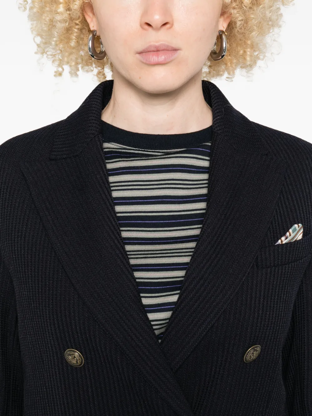 Circolo 1901 Mantel met dubbele rij knopen en krijtstreep Blauw