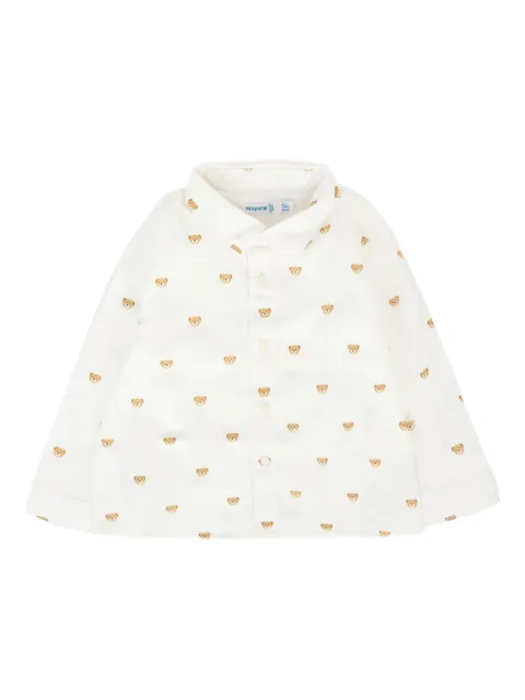 Mayoral bear-print long-sleeve shirt