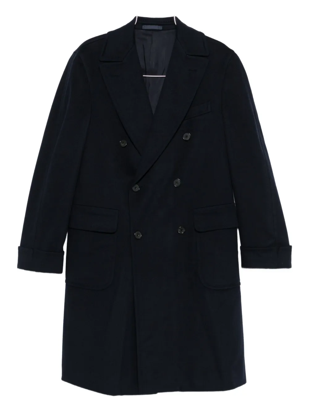 Caruso double-breasted flap-pocket coat Blauw