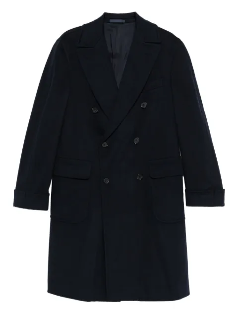 Caruso double-breasted flap-pocket coat