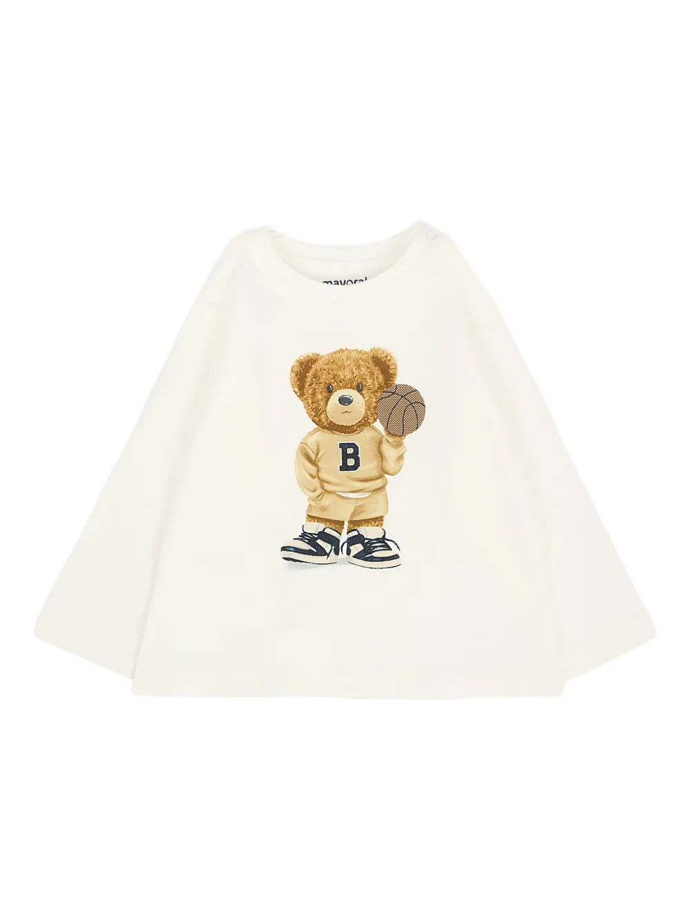 Mayoral bear-print long-sleeve T-shirt | White | Image 1