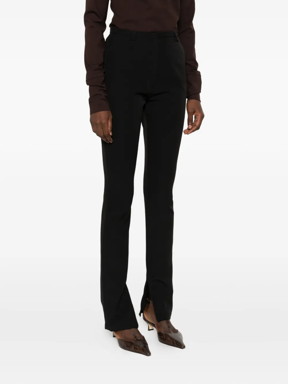 THELATEST Broek met rits en platte voorkant Zwart