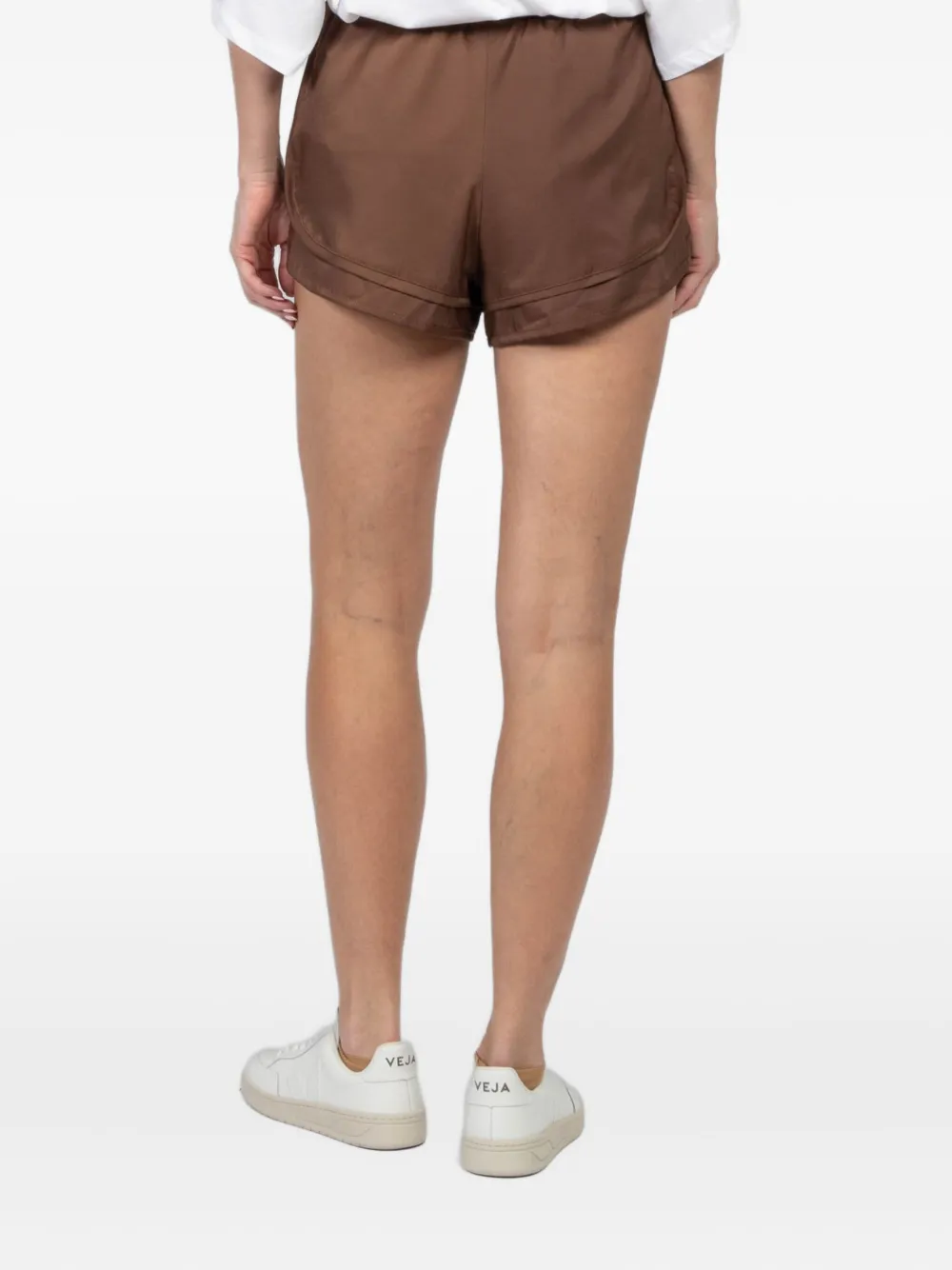 Freedér Layered Elastic-waist Track Shorts In Brown