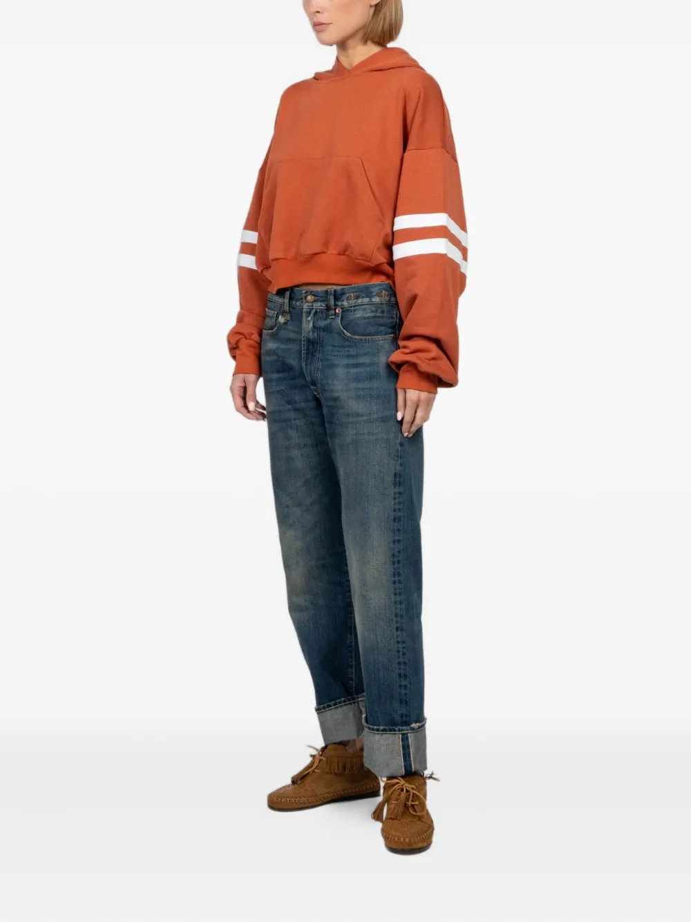 FREEDÉR Hoodie met gestreept detail - Oranje
