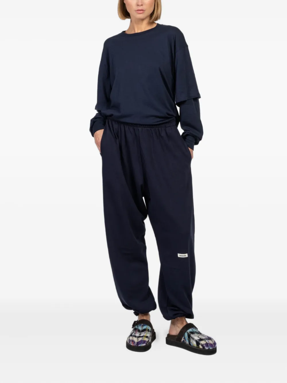 FREEDÉR Joggingbroek met logopatch - Blauw