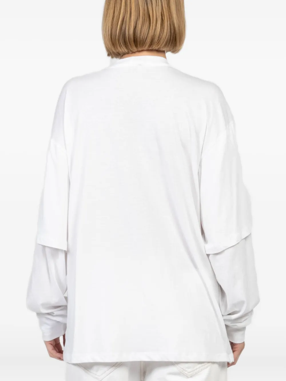 Freedér Easy Breeze Double-layered Long-sleeve Top In White