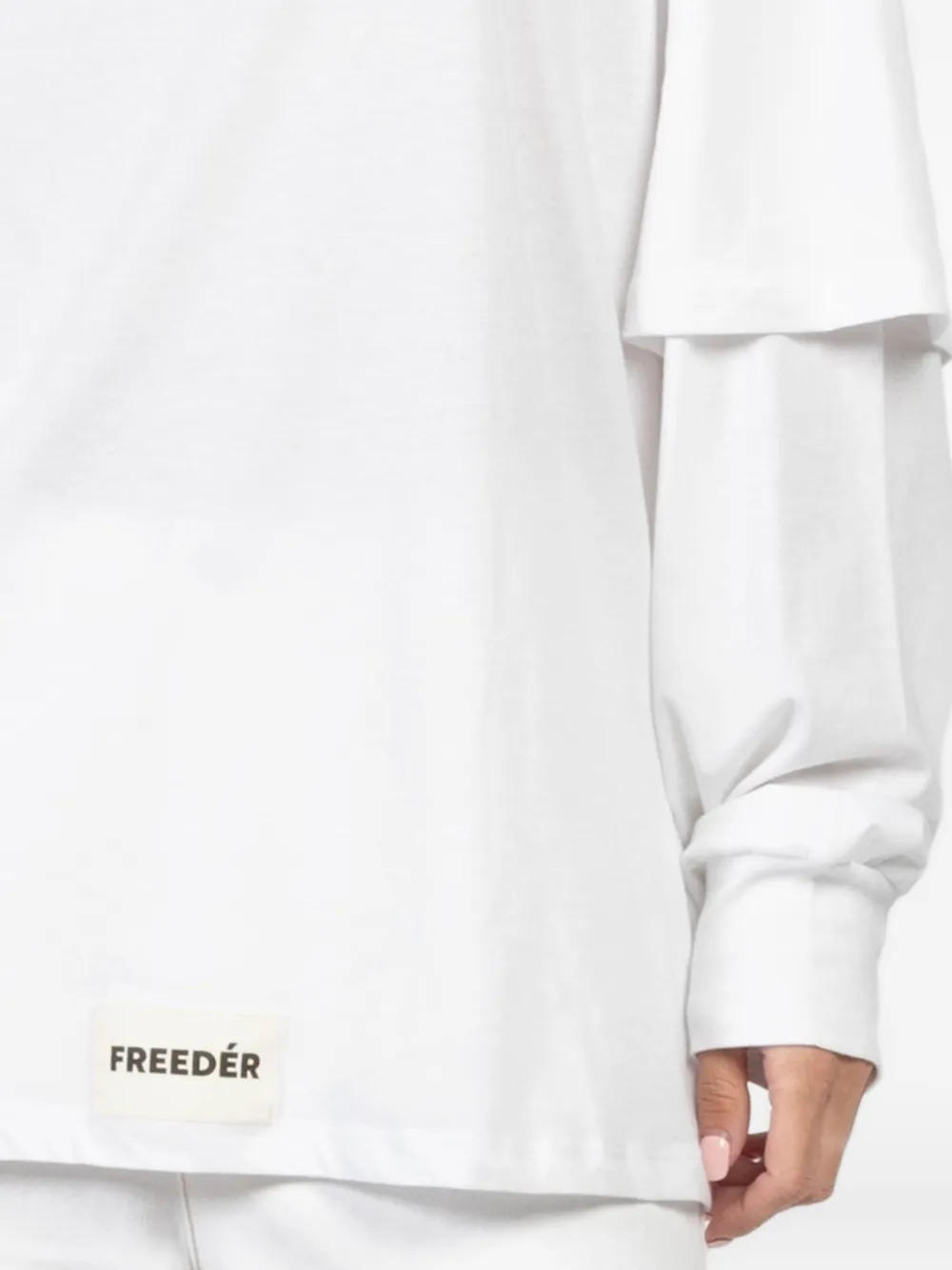 Freedér Easy Breeze Double-layered Long-sleeve Top In White