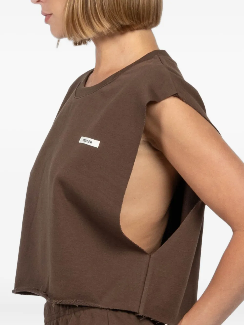 Freedér 1.51 Raw-edge Sleeveless Tank Top In Brown