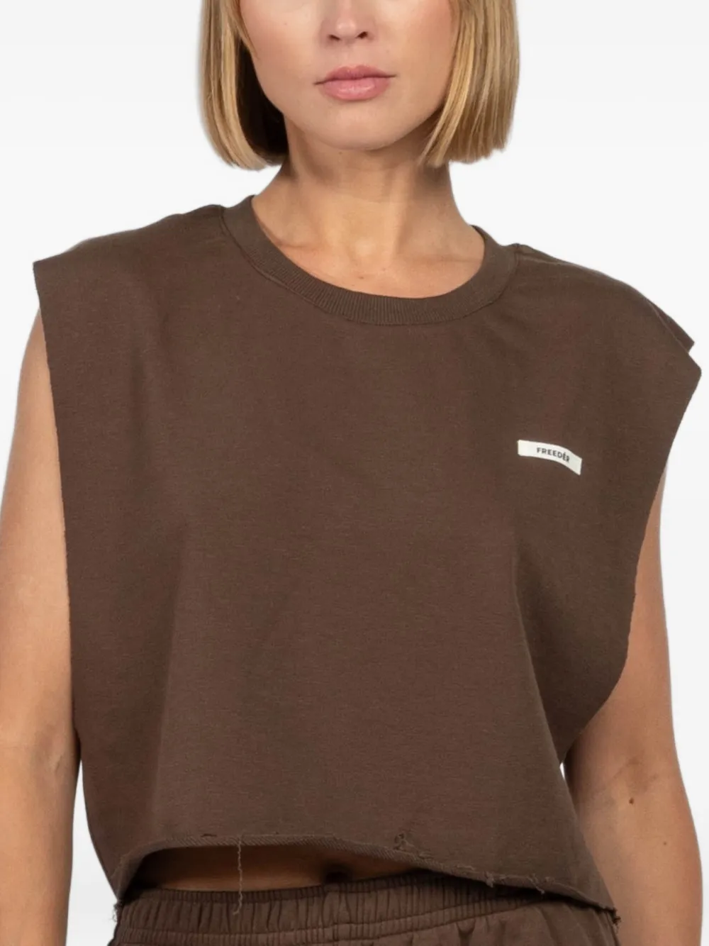 Freedér 1.51 Raw-edge Sleeveless Tank Top In Brown