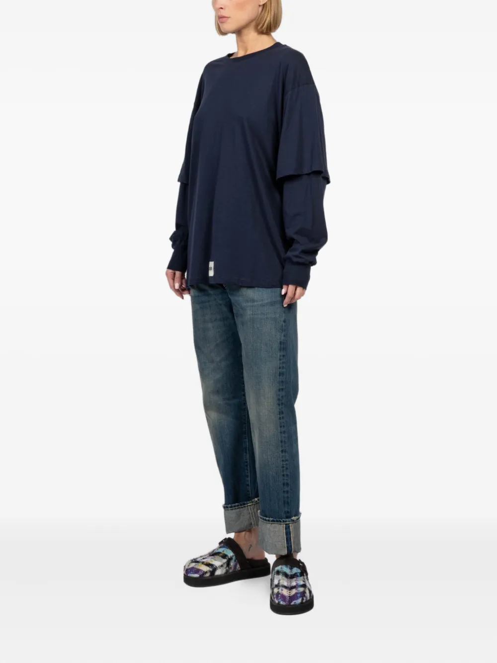Freedér Double-layered Long-sleeve Top In Blue