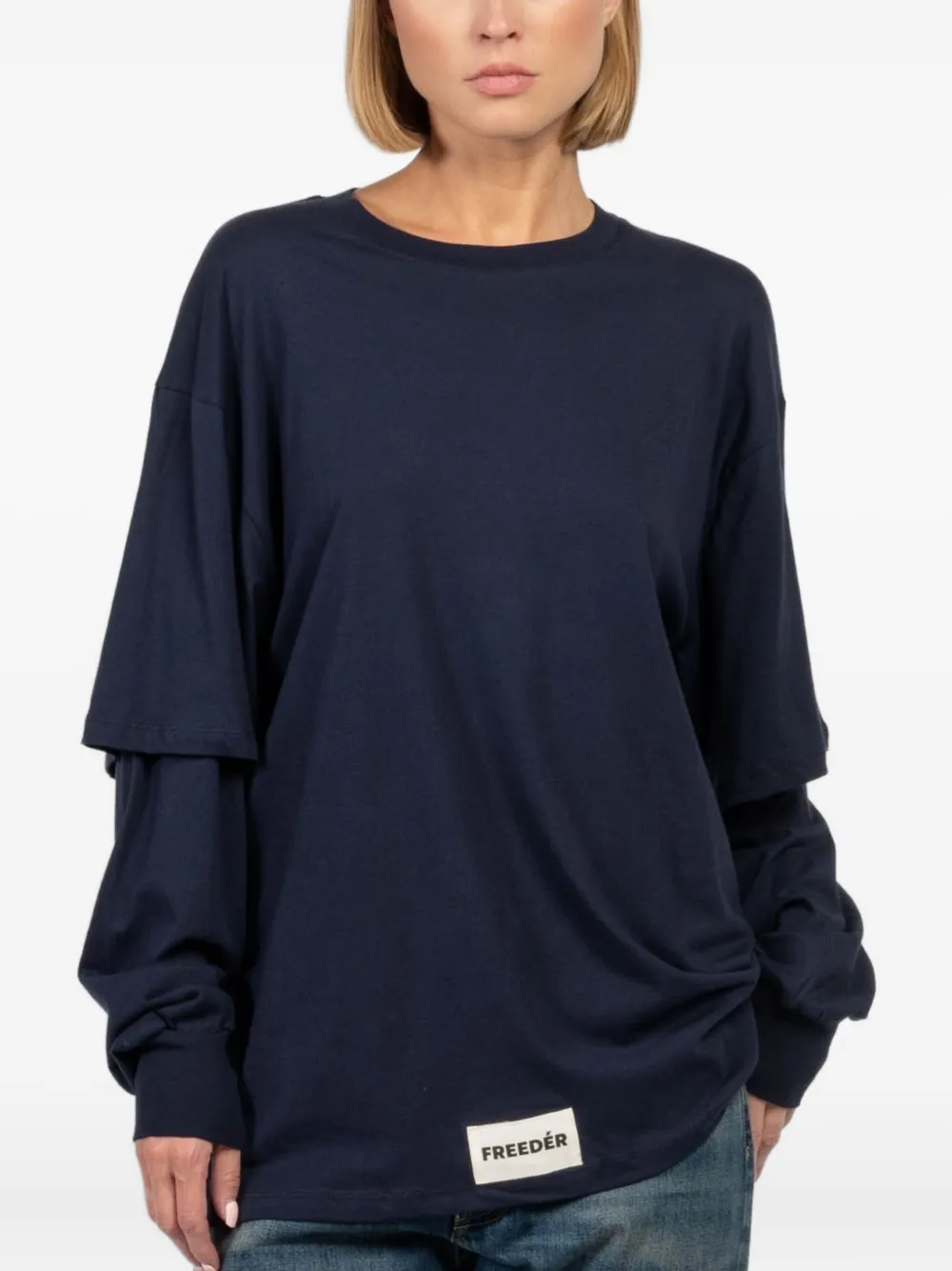 Freedér Double-layered Long-sleeve Top In Blue