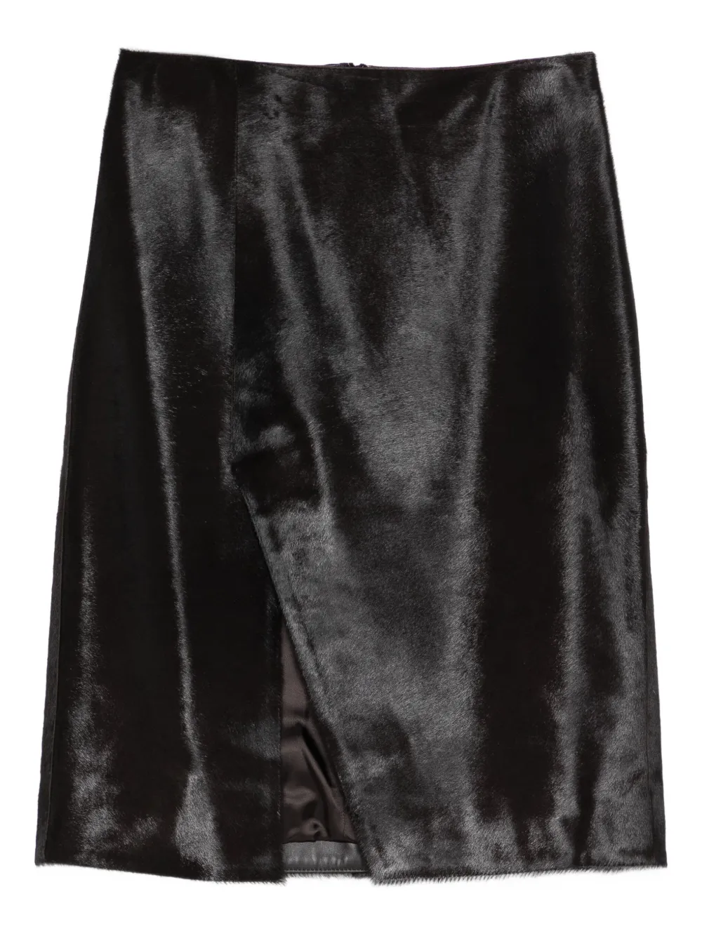 Loulou De Saison Brown Myra Skirt In Pony-effect Leather In Black