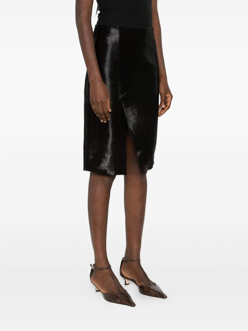 LouLou de Saison Midi-rok met split Bruin