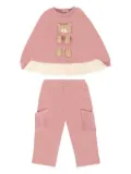 Mayoral bear-appliqué ruffled tracksuit set - Pink