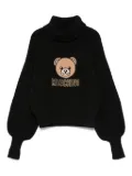 Moschino Kids teddy-embroidered turtleneck sweater - Black