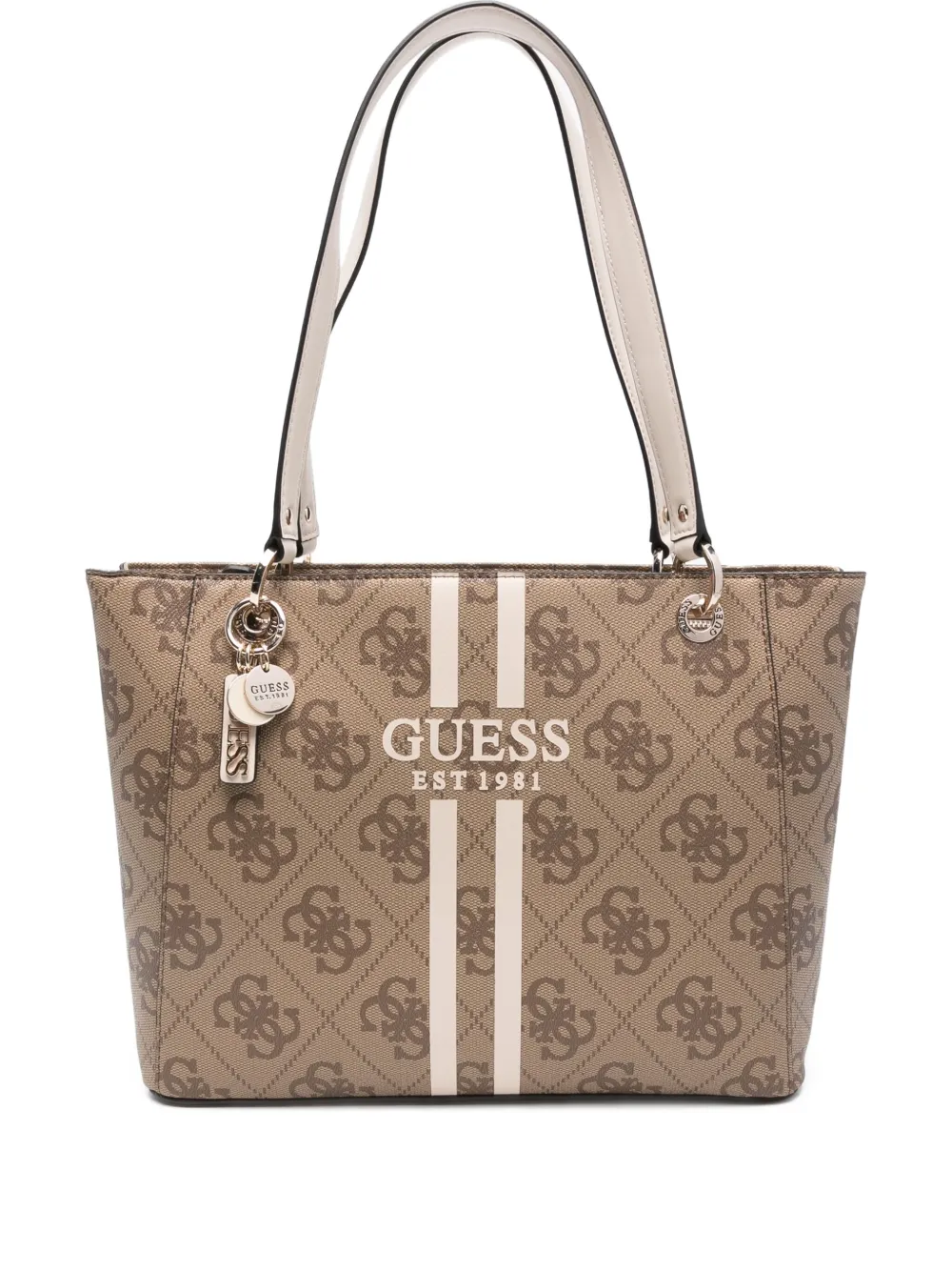 GUESS USA logo-plaque stripe tote bag | Neutrals | Image 1