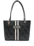 GUESS USA logo-plaque striped tote bag - Black