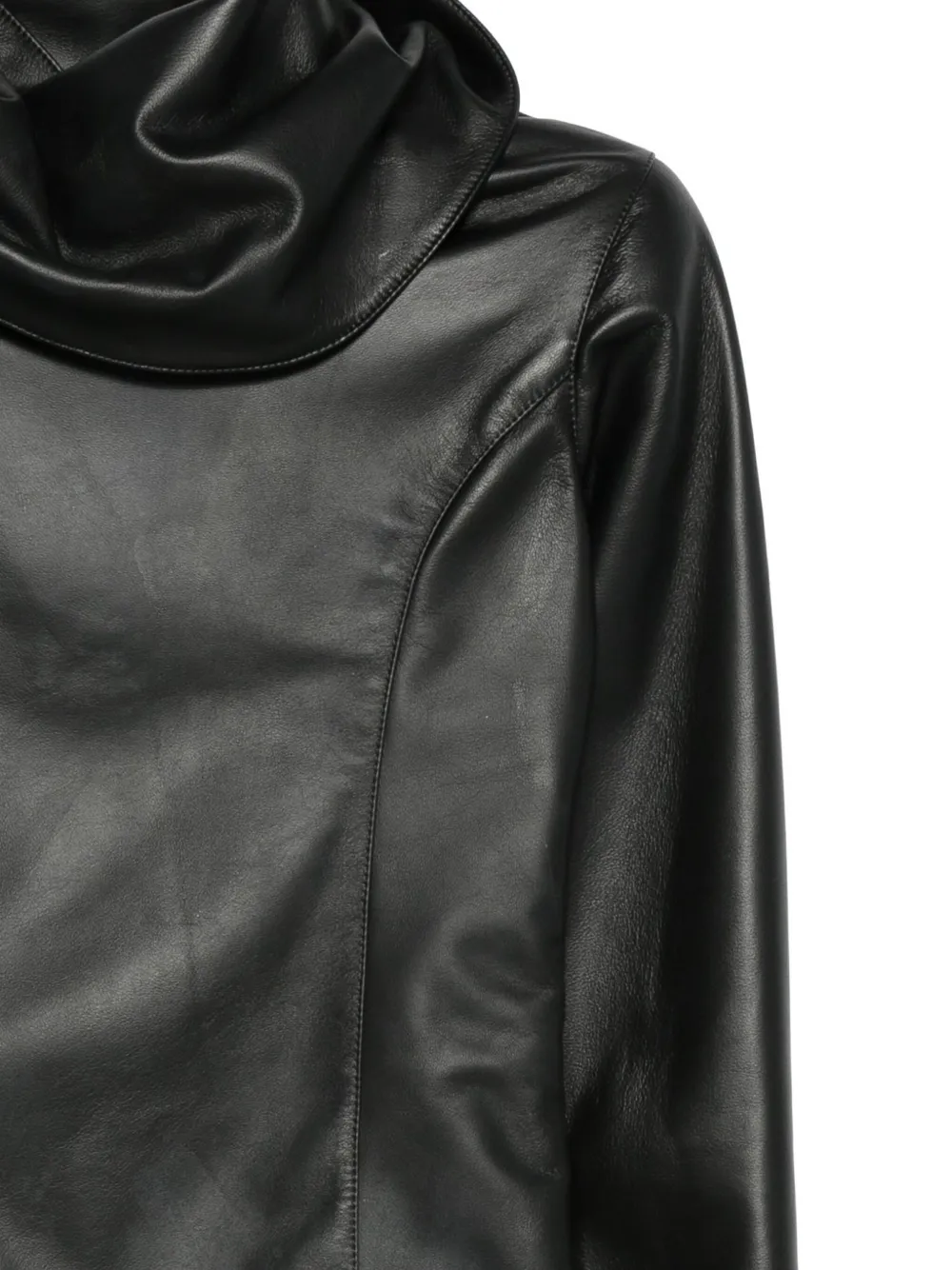 Cowl-Neck Leather Top