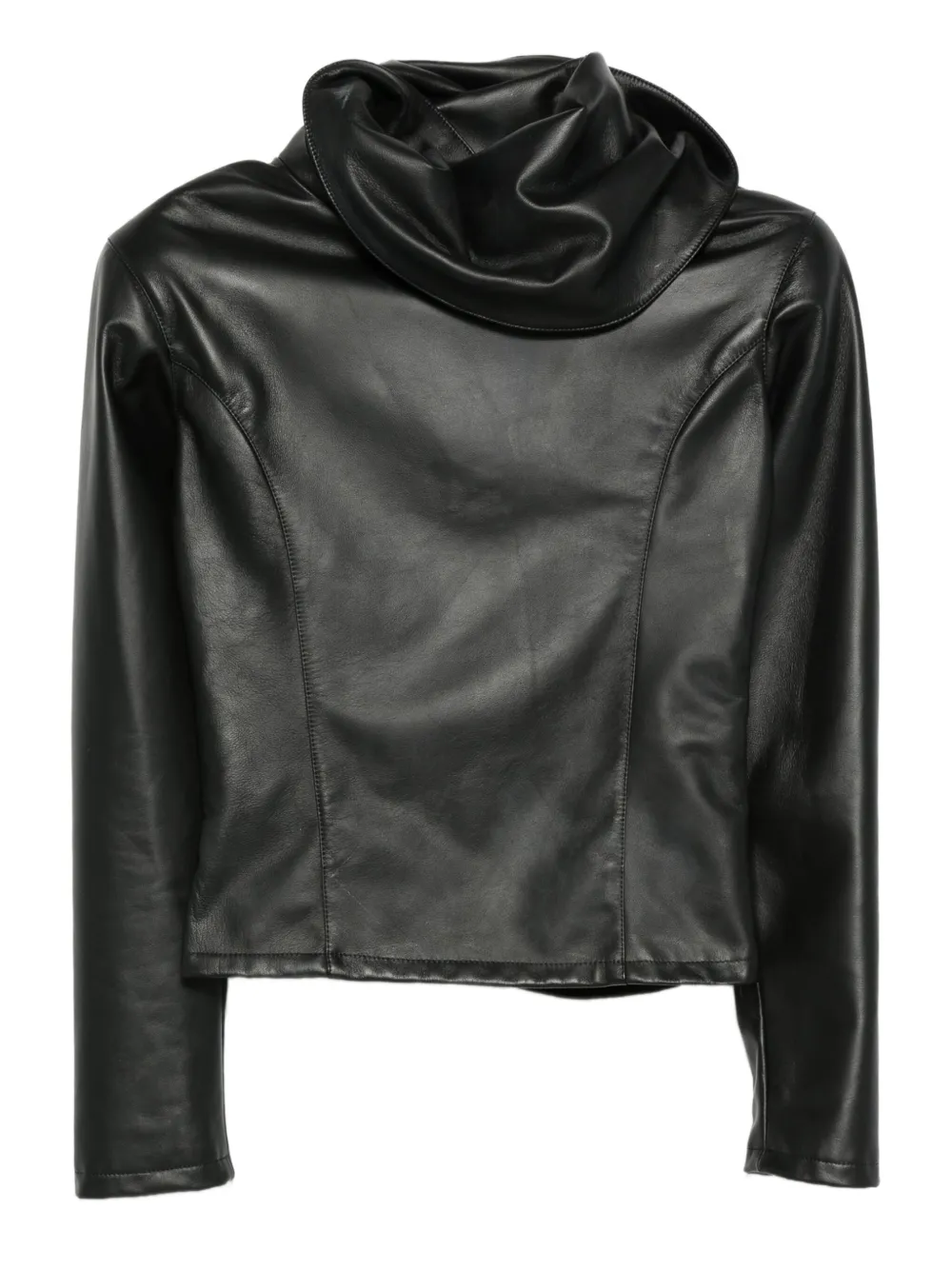 Almaz cowl-neck leather blouse | Black | Image 1