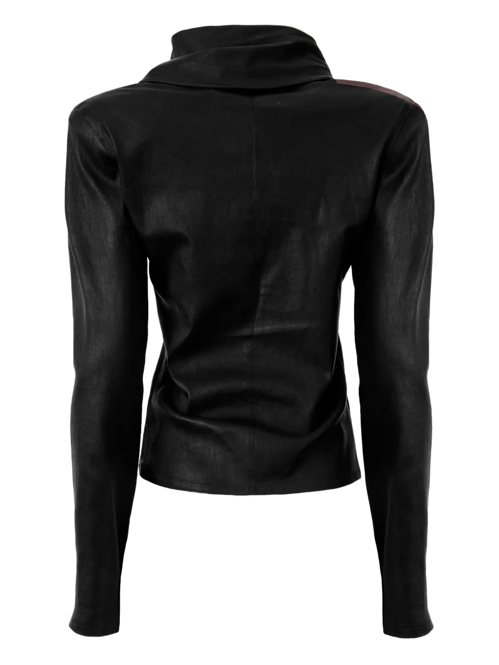 Cowl-Neck Leather Top