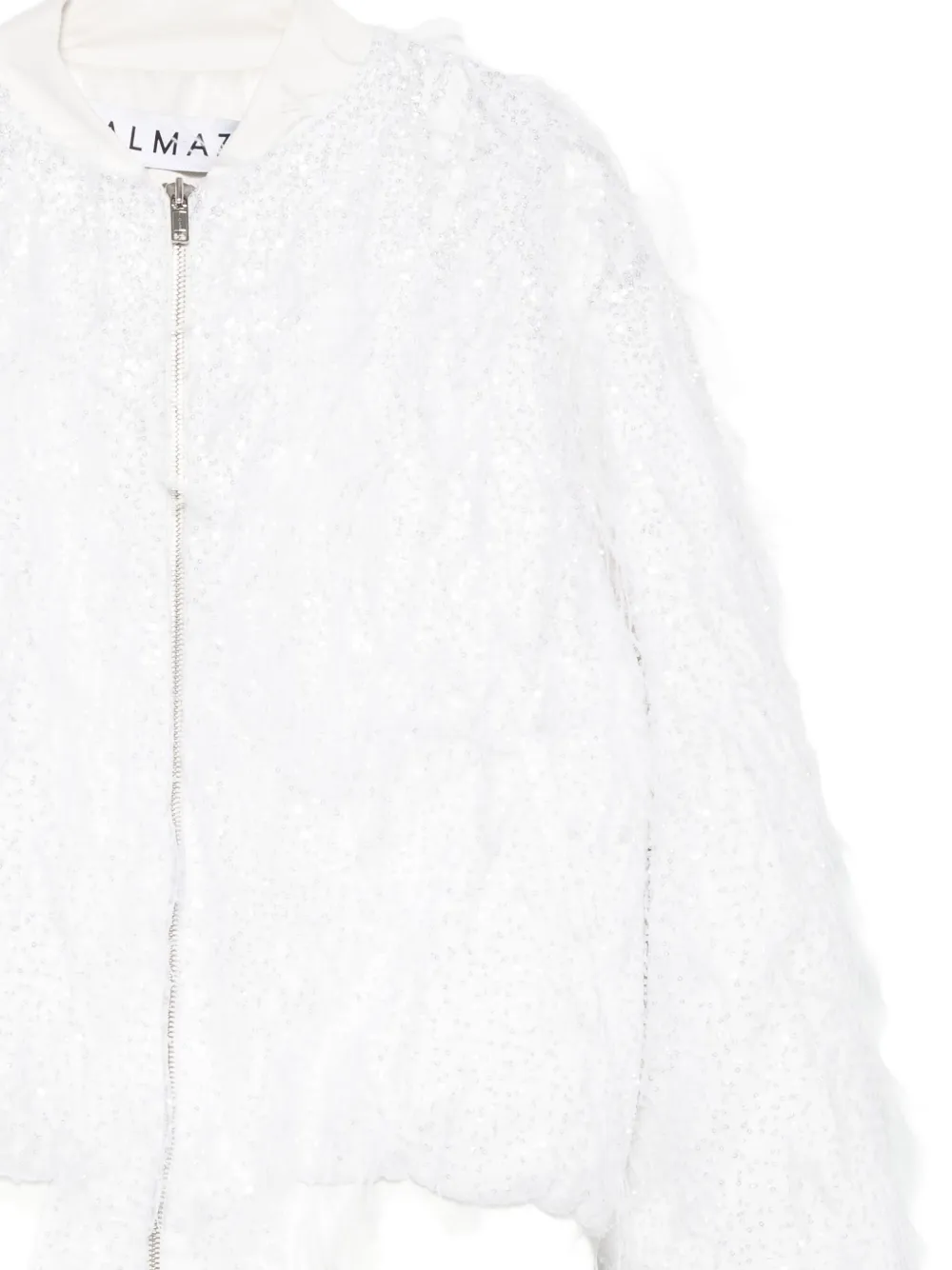 Almaz Sequin-embellished Fringed Bomber Jacket In White