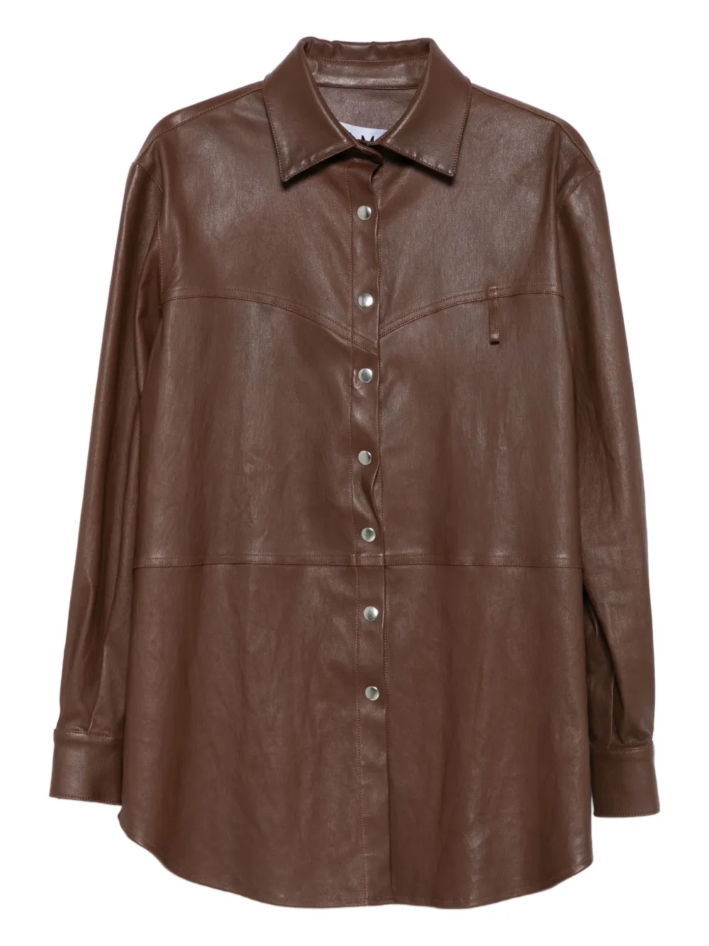 Almaz button-fastening leather shirt | Brown | Image 1