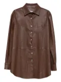 Almaz button-fastening leather shirt - Brown