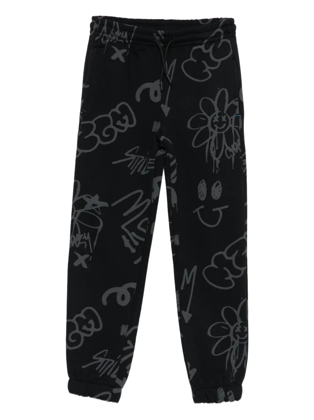 Msgm Graffiti-print Track Pants In Black