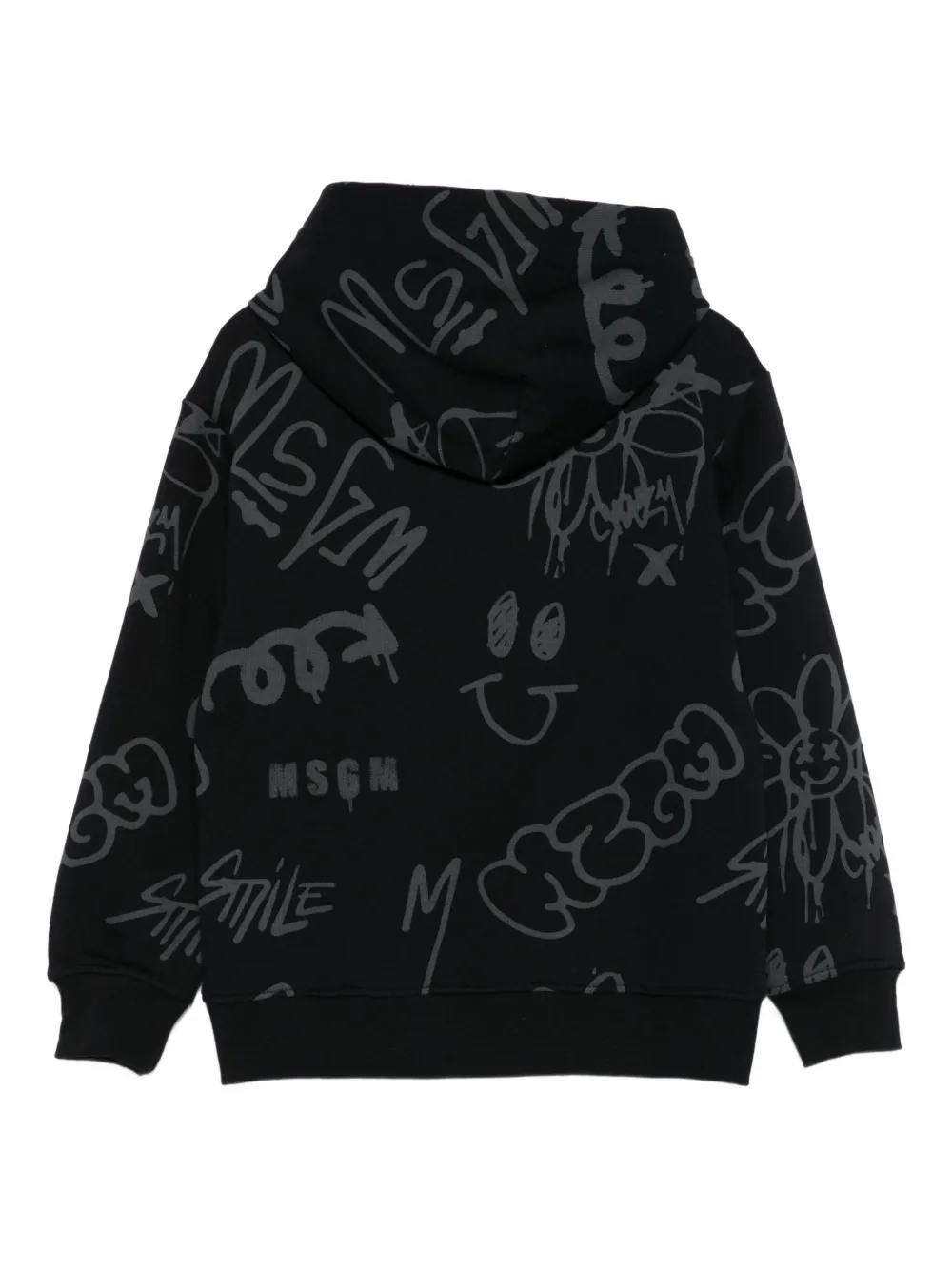 Msgm Graphic-print Hoodie In Black