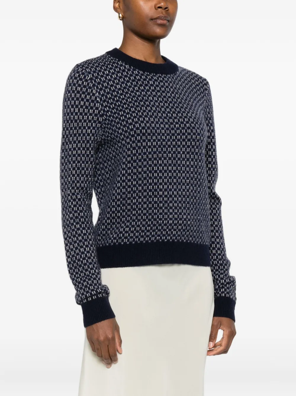 Eric Bompard Jacquard Crew-neck Sweater In Black
