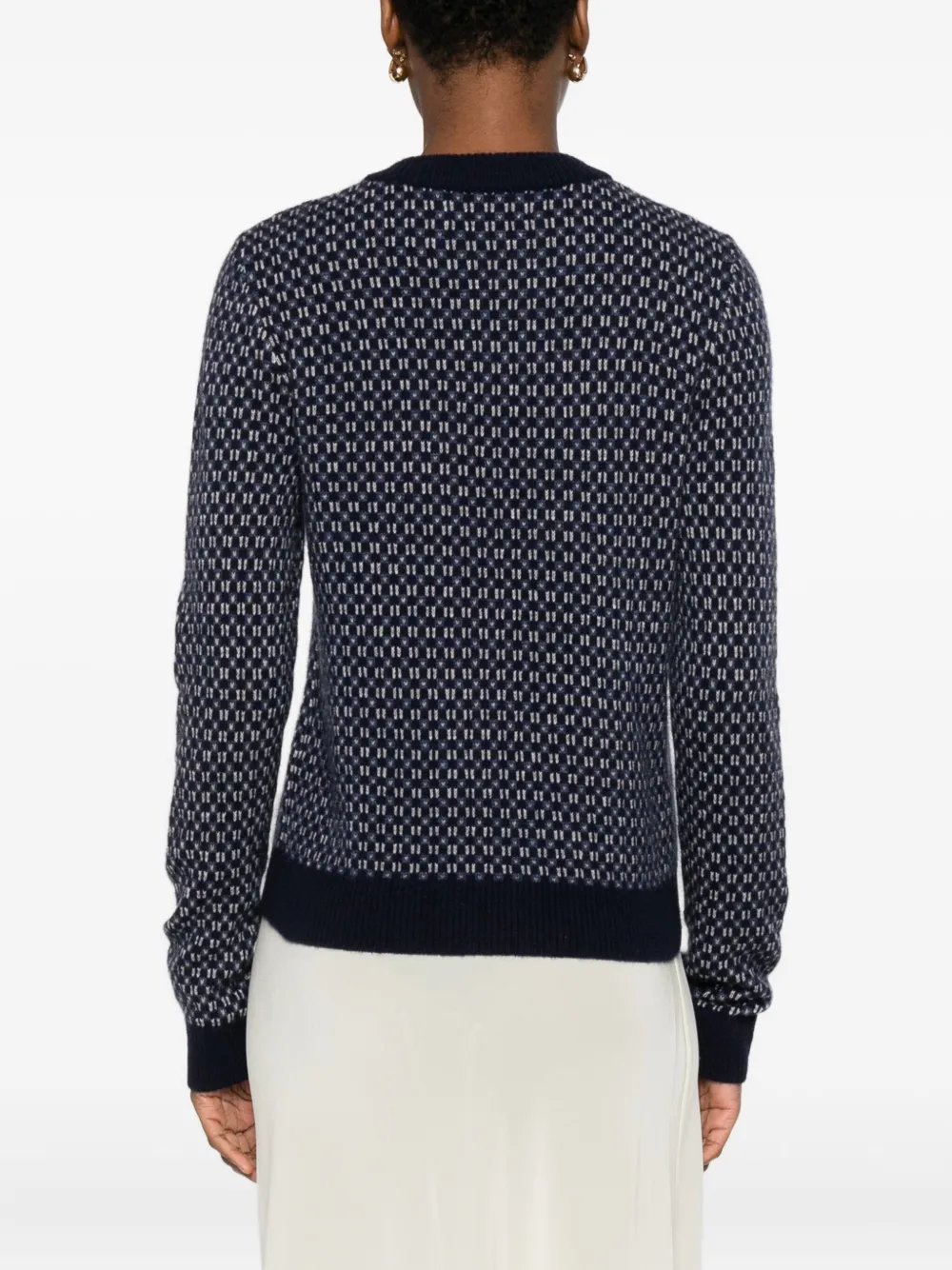 Eric Bompard Jacquard Crew-neck Sweater In Black