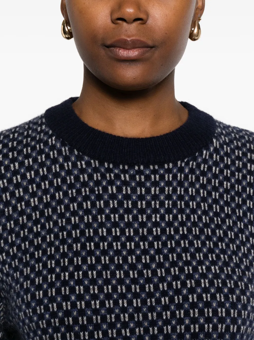 Eric Bompard Jacquard Crew-neck Sweater In Black