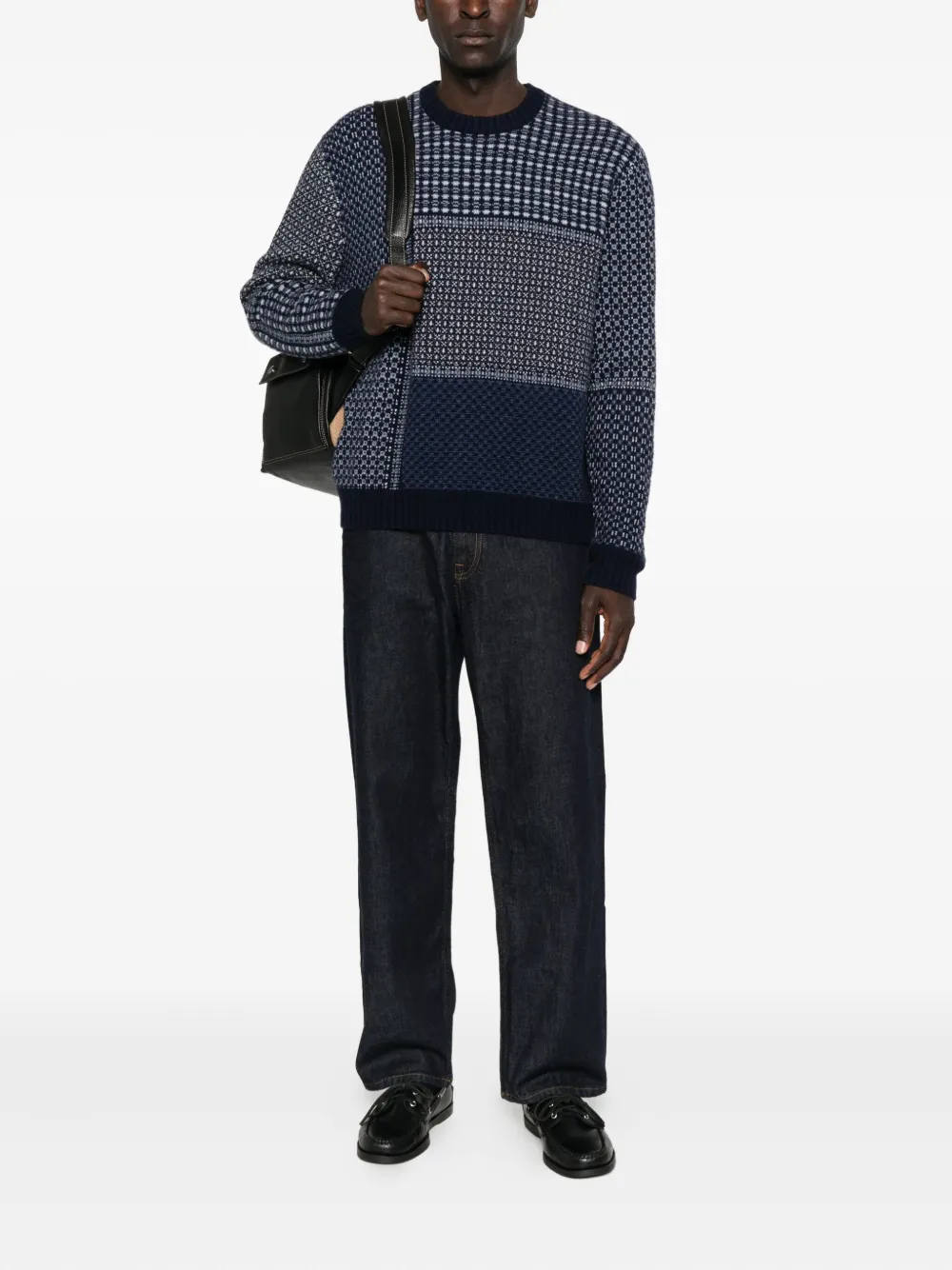 Eric Bompard Trui met patchwork en ronde hals - Blauw