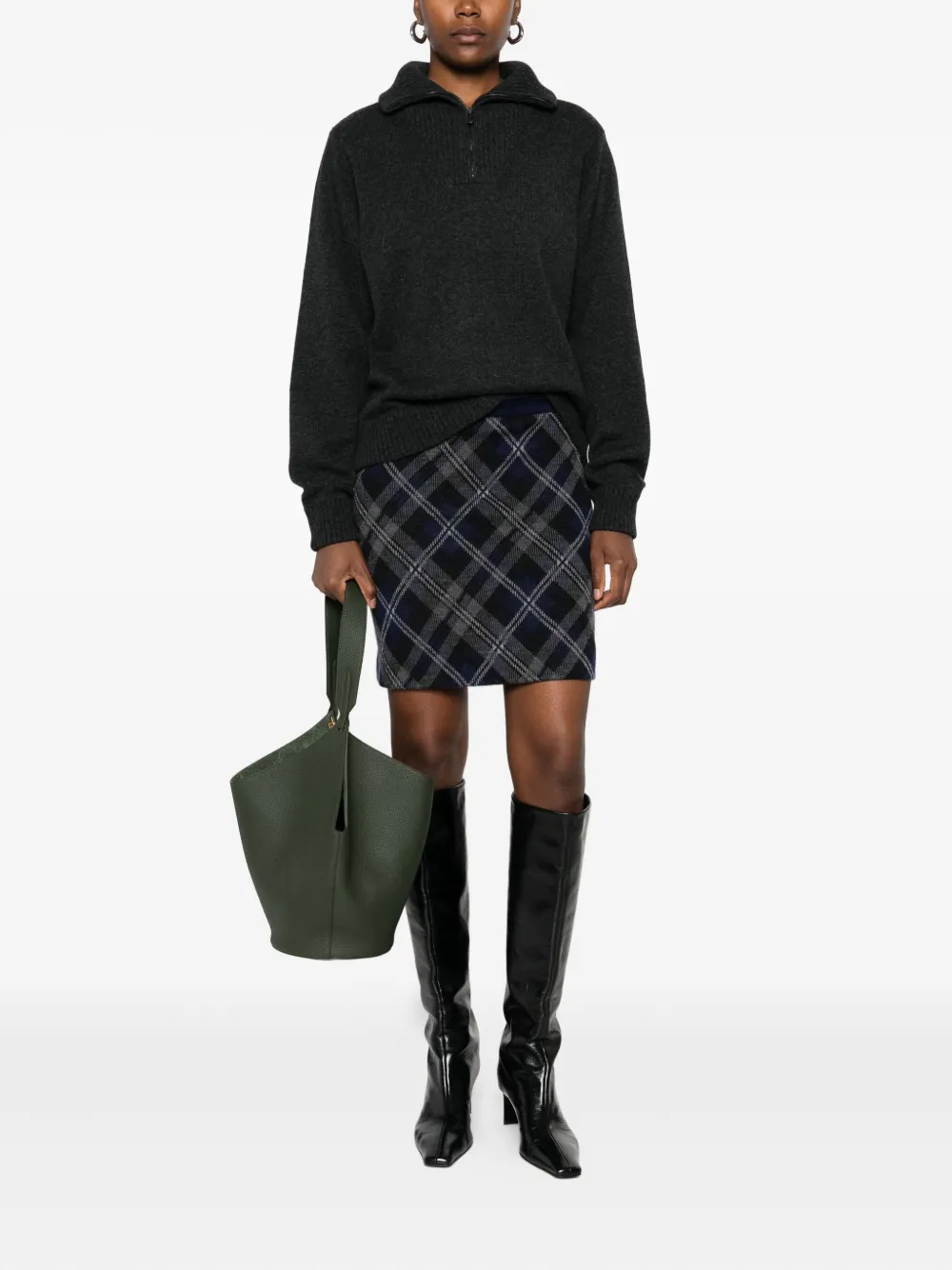 Eric Bompard Mini-rok met elastische taille en tartan ruit - Blauw