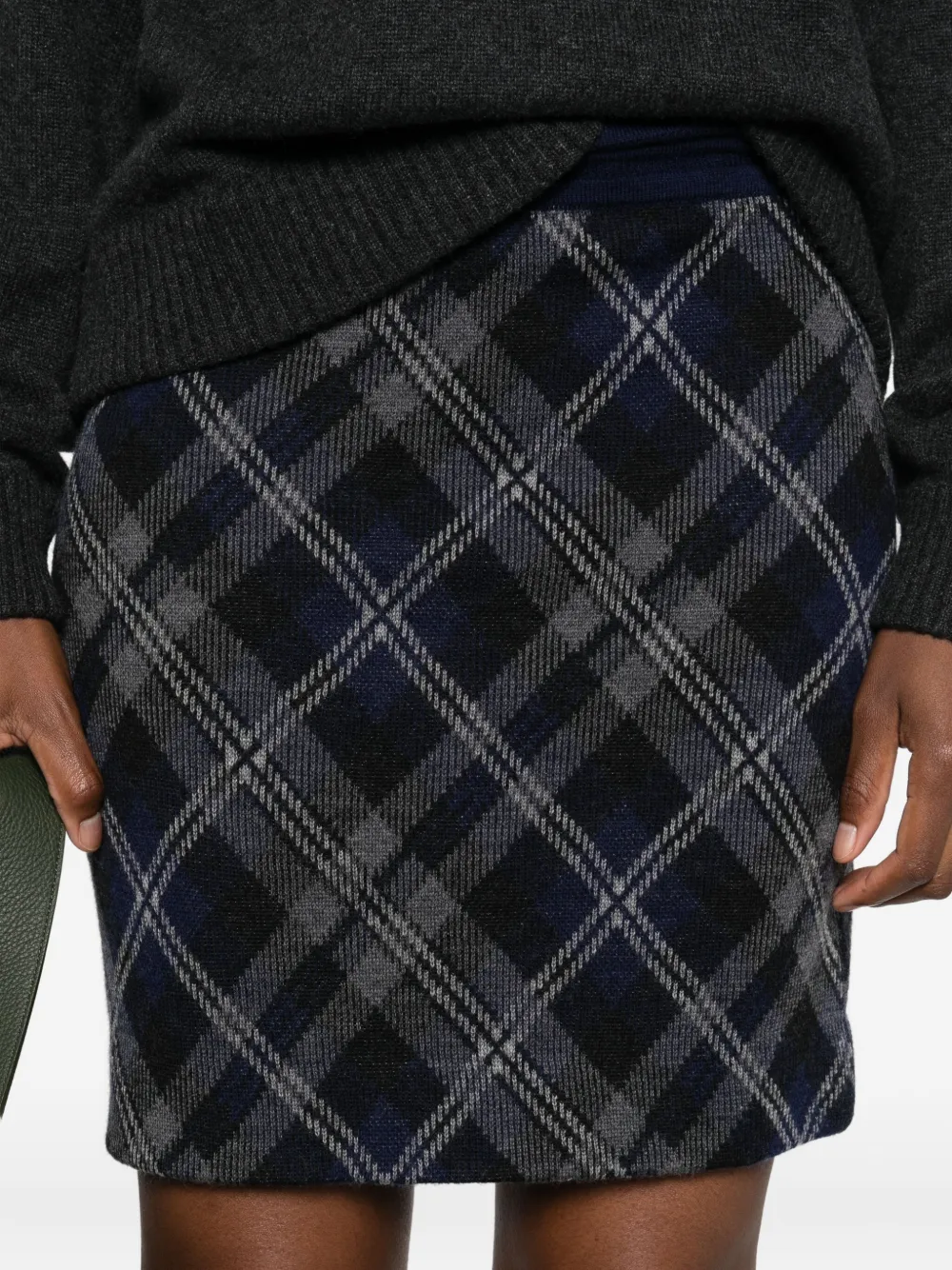 Eric Bompard Tartan Elastic-waist Mini Skirt In Black