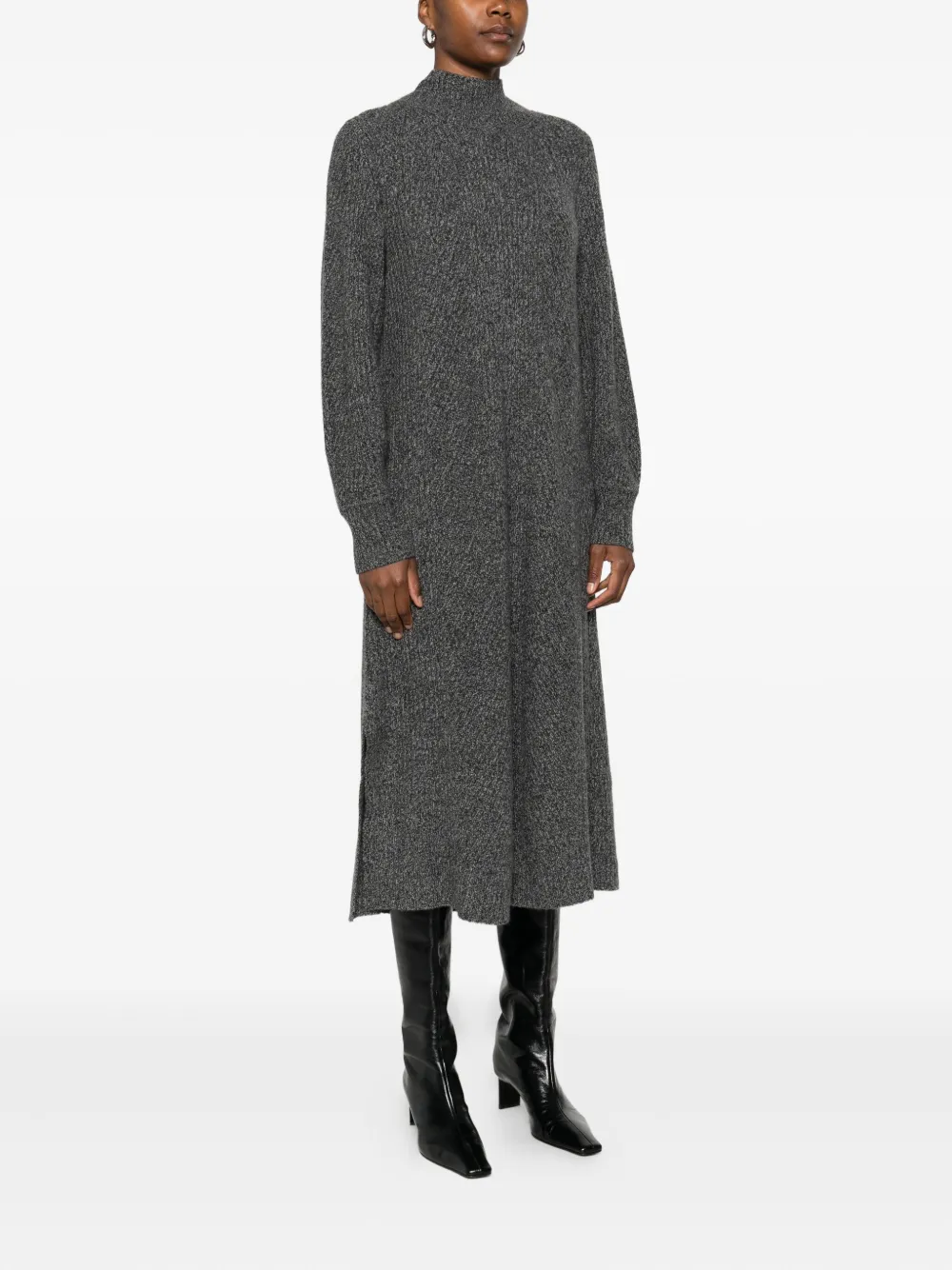  Bompard Ribbed Mock-neck Midi Dress - Grey 