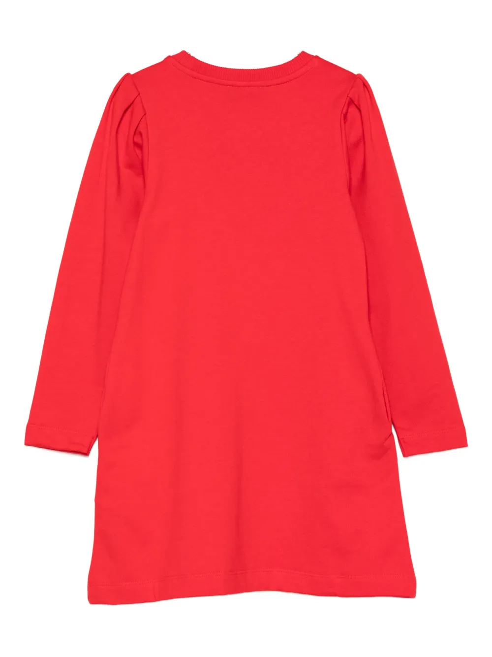 Moschino Kids Jurk met pofmouwen en print Rood
