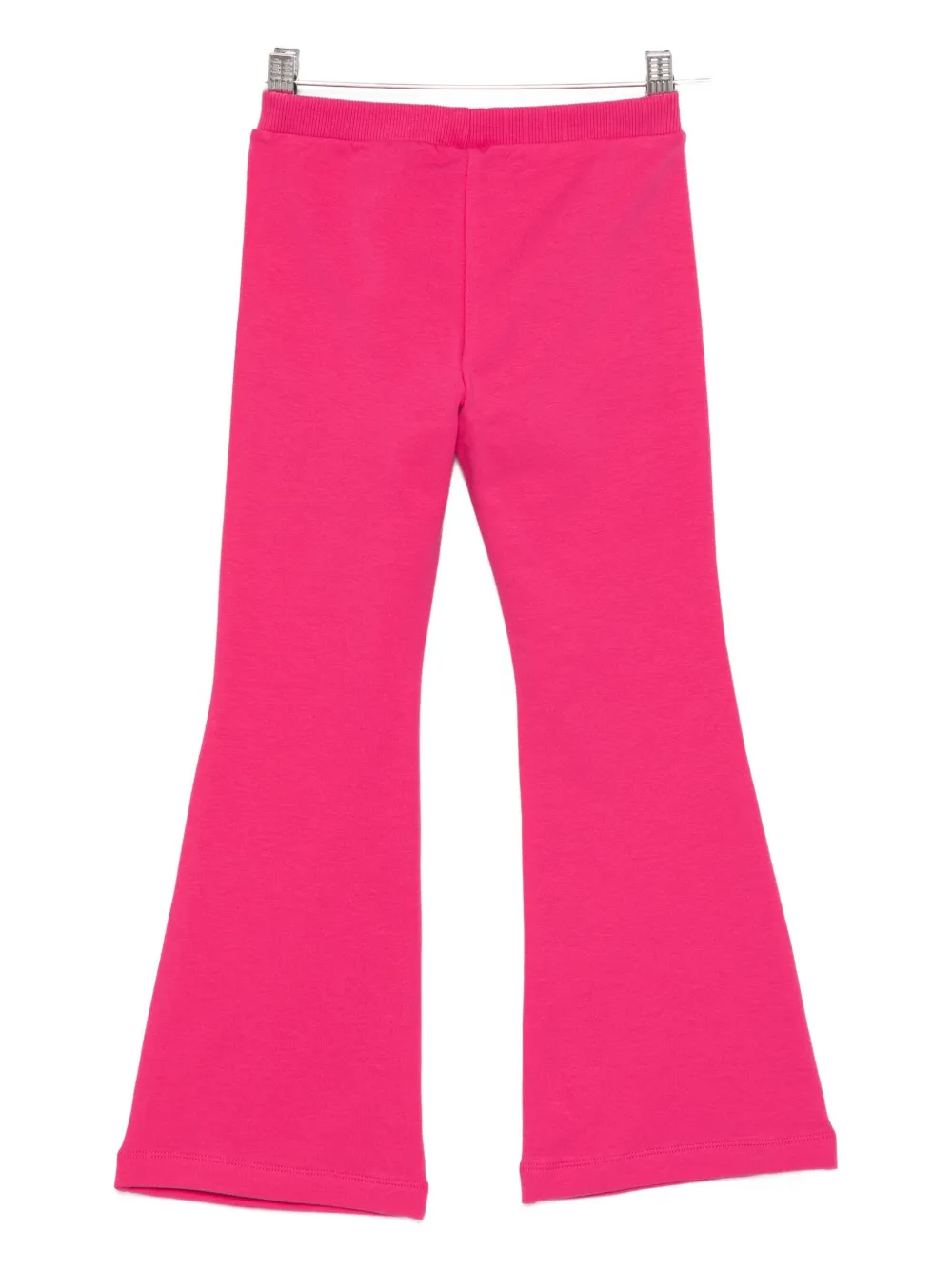 Moschino Teddy-print Flared Trousers In Pink
