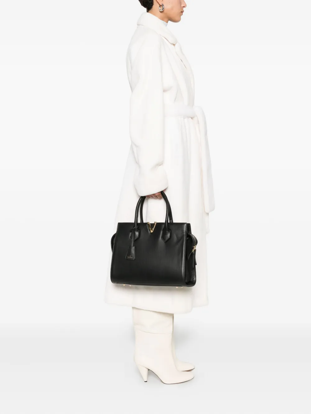Via Roma 15 V-detail tote bag - Zwart