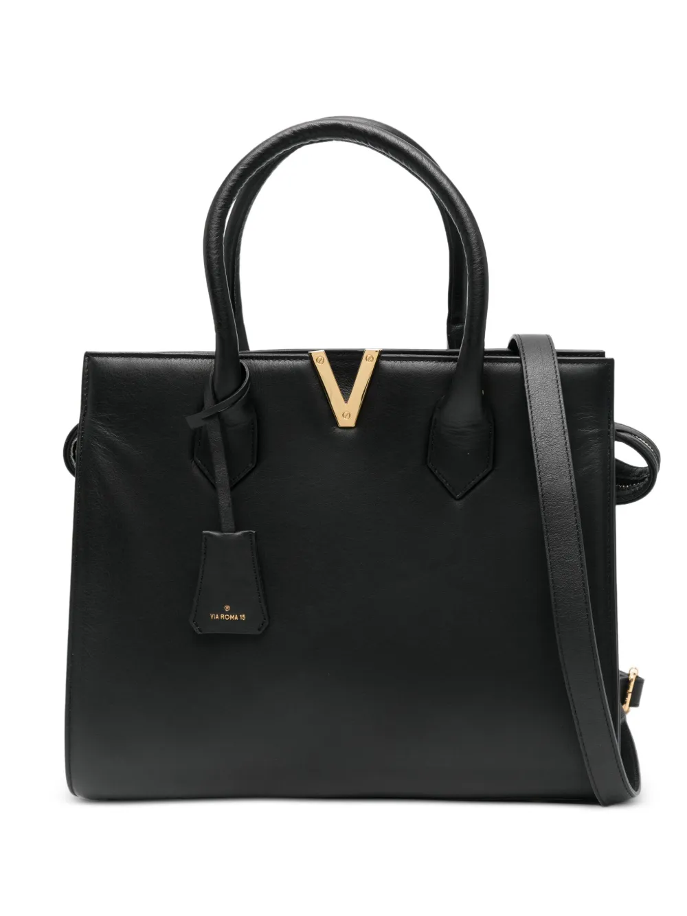 Via Roma 15 V-detail tote bag | Black | Image 1