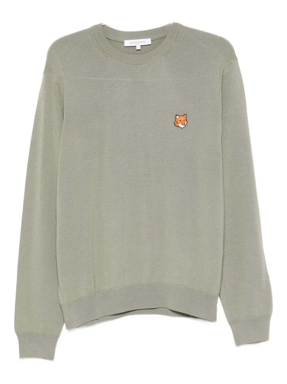 Maison Kitsuné fox-embroidered crew-neck sweater Groen