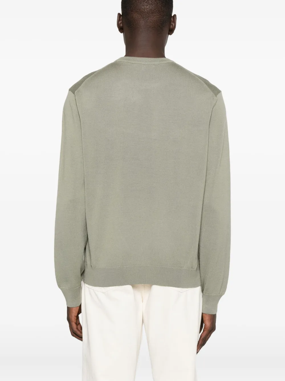 Maison Kitsuné fox-embroidered crew-neck sweater Groen